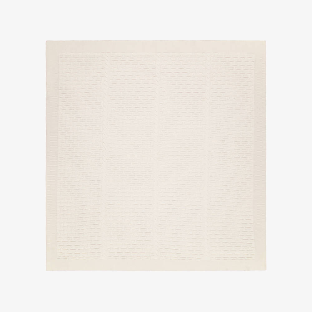 Mayoral Newborn-Ivory Cotton Blanket with Textured Knit Pattern (90cm) | Childrensalon
