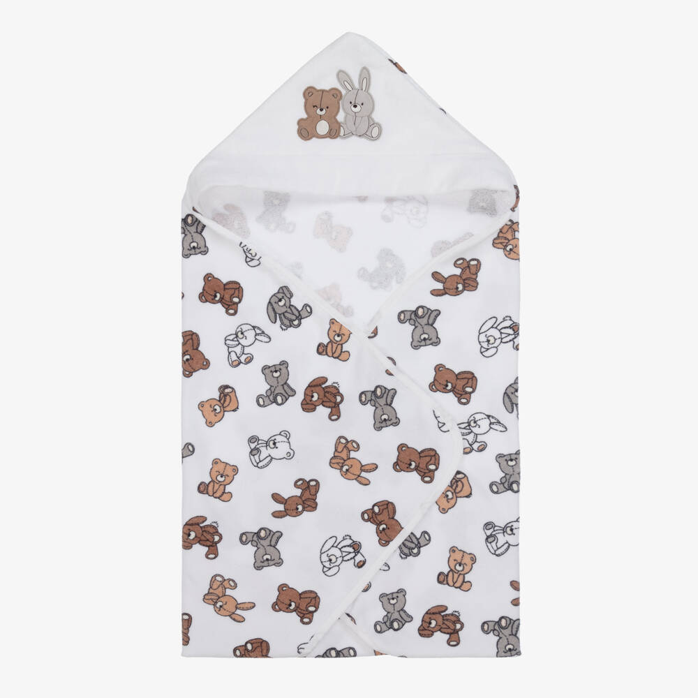 Mayoral Newborn-Ivory Cotton Hooded Baby Towel (85cm) | Childrensalon
