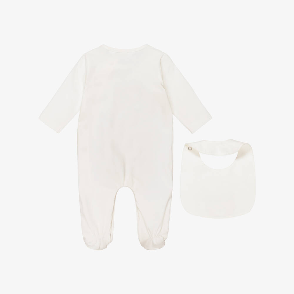 Mayoral Для новорожденных-Ivory Cotton Jersey Babysuit Set with Teddy Bear Motif | Childrensalon