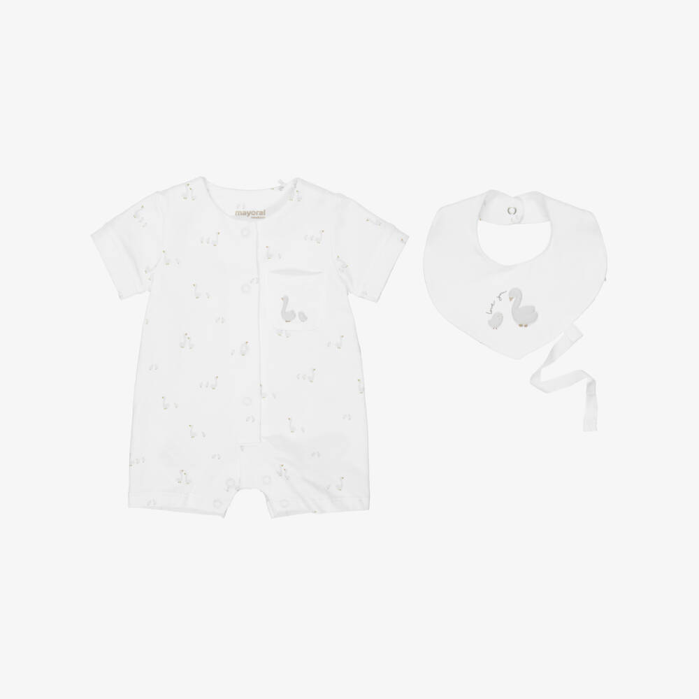 Mayoral Newborn-Ivory Cotton Jersey Duck Babysuit Set | Childrensalon