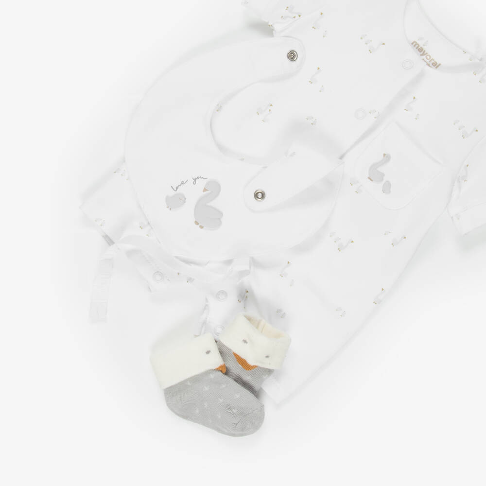 Mayoral Newborn-Ivory Cotton Jersey Duck Babysuit Set | Childrensalon