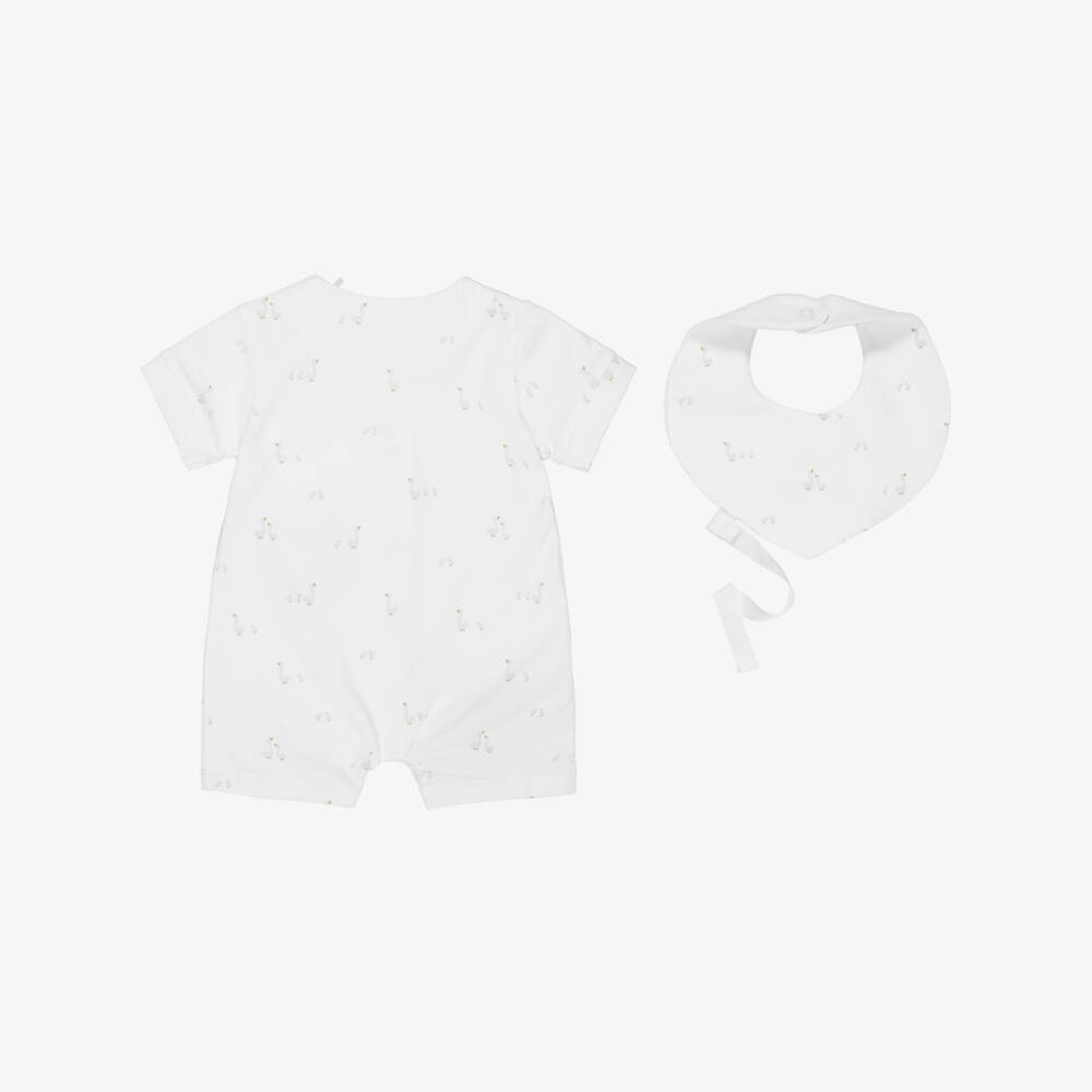 Mayoral Newborn-Ivory Cotton Jersey Duck Babysuit Set | Childrensalon