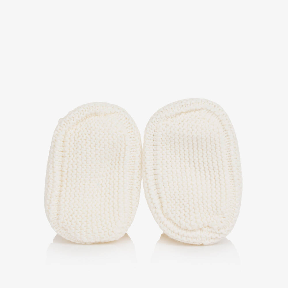 Mayoral Newborn-Ivory Cotton Knitted Booties | Childrensalon