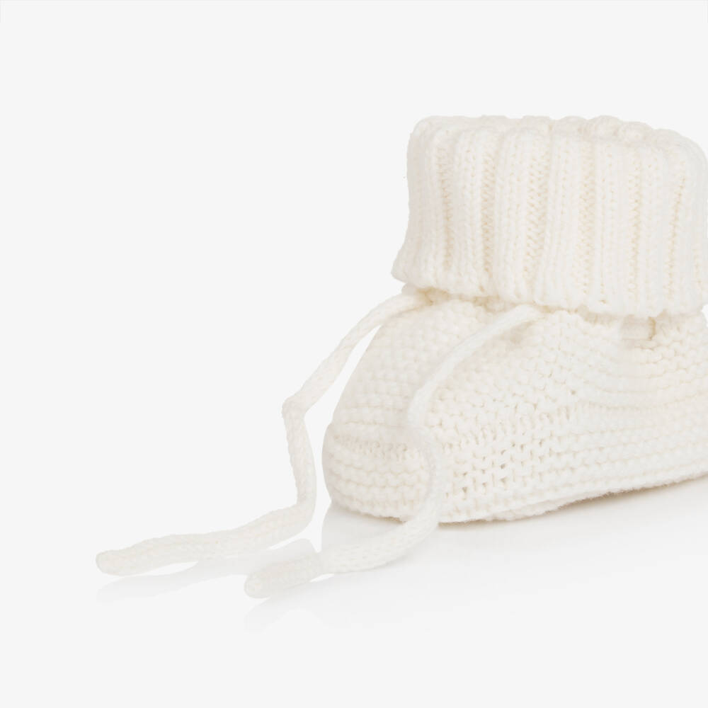 Mayoral Newborn-Ivory Cotton Knitted Booties | Childrensalon