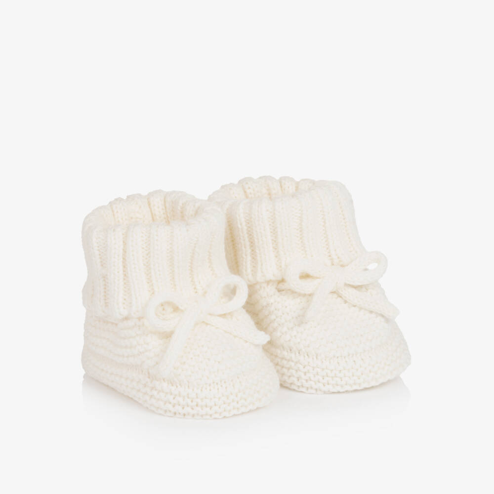 Mayoral Newborn-Ivory Cotton Knitted Booties | Childrensalon