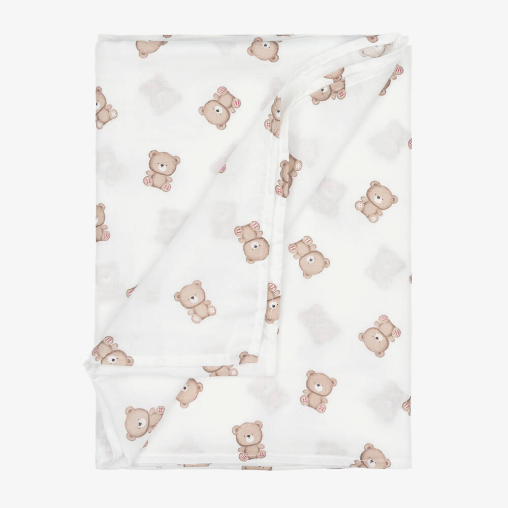 Mayoral-Кремовая хлопковая пеленка с медвежатами (114см) | Childrensalon
