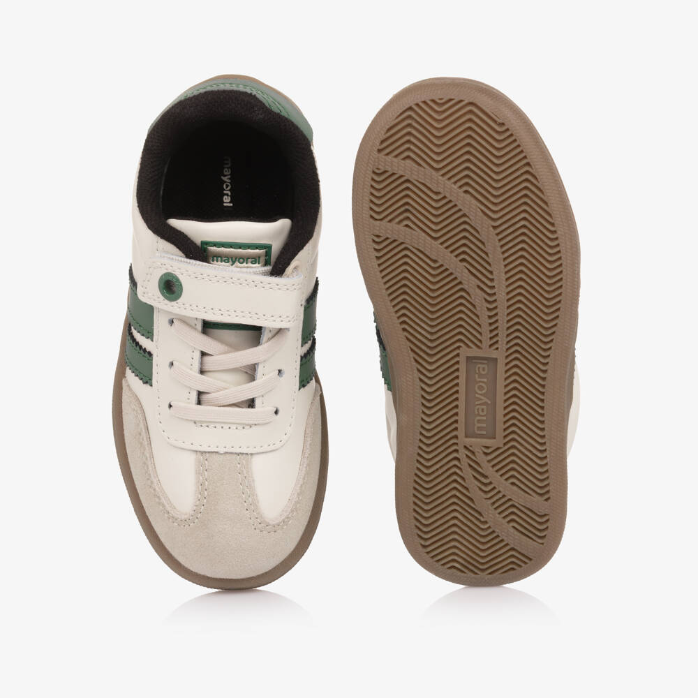 Mayoral-Кроссовки кремово-зелёные в стиле T-toe | Childrensalon