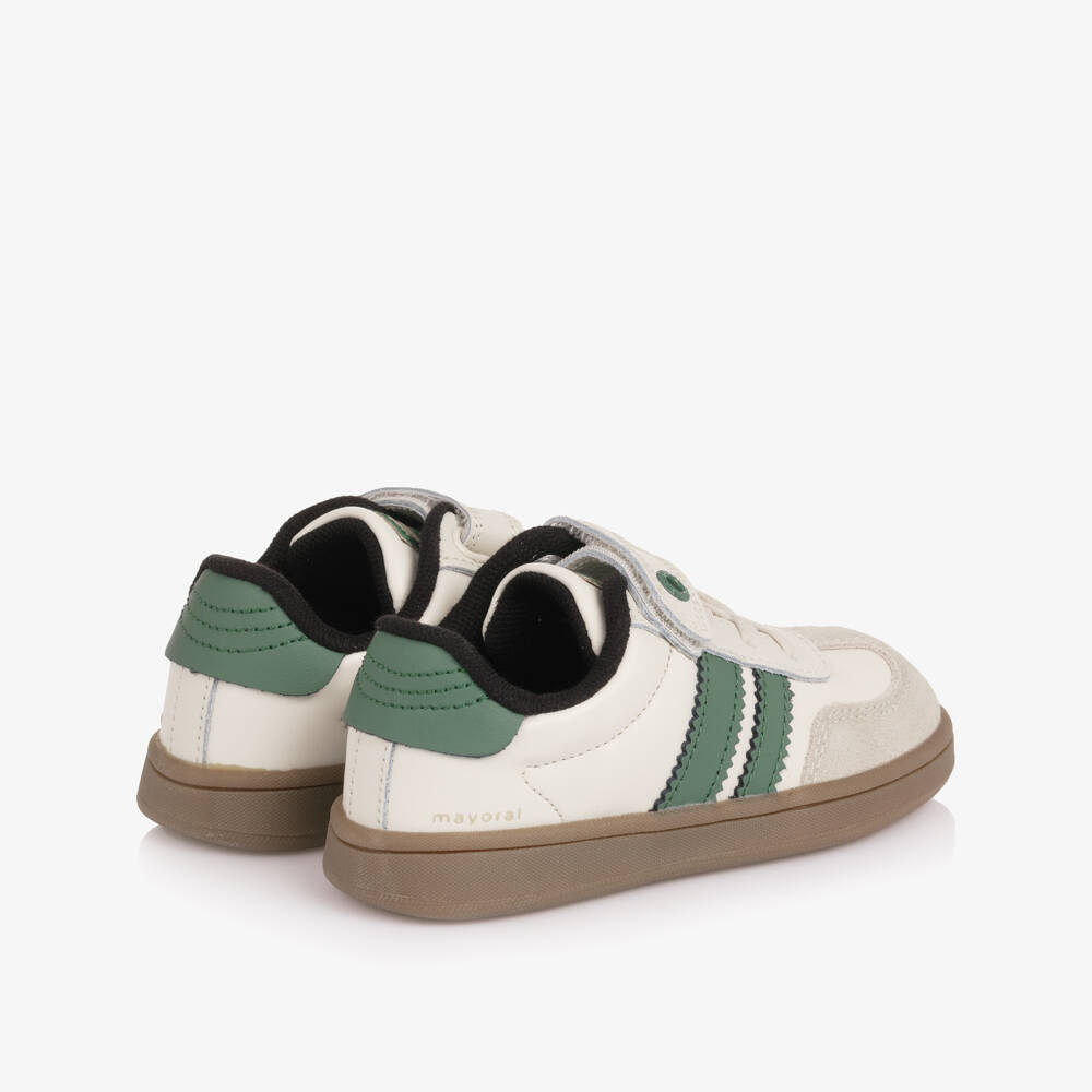 Mayoral-Ivory & Green T-Toe Style Trainers | Childrensalon