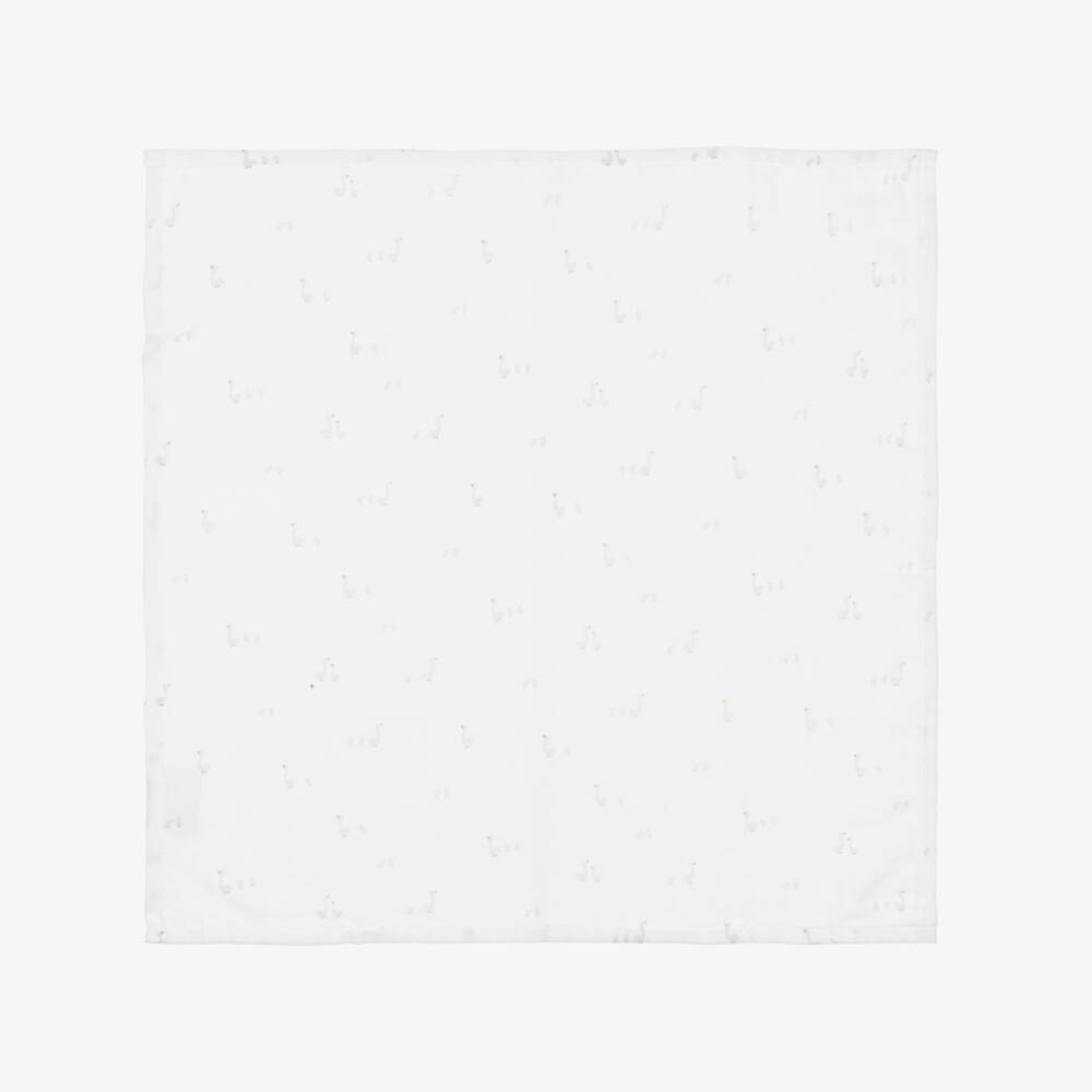 Mayoral Newborn-Ivory & Grey Duck Print Baby Muslins (3 Pack) | Childrensalon