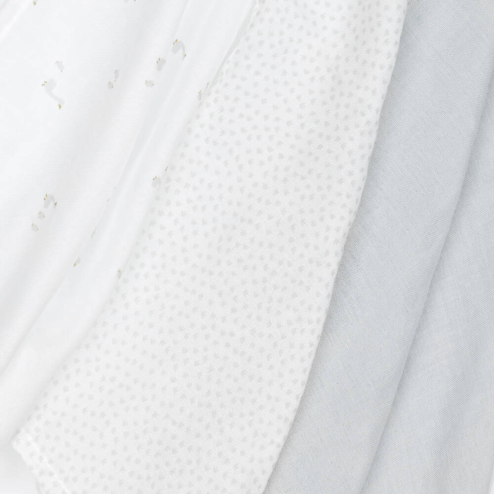Mayoral Newborn-Ivory & Grey Duck Print Baby Muslins (3 Pack) | Childrensalon