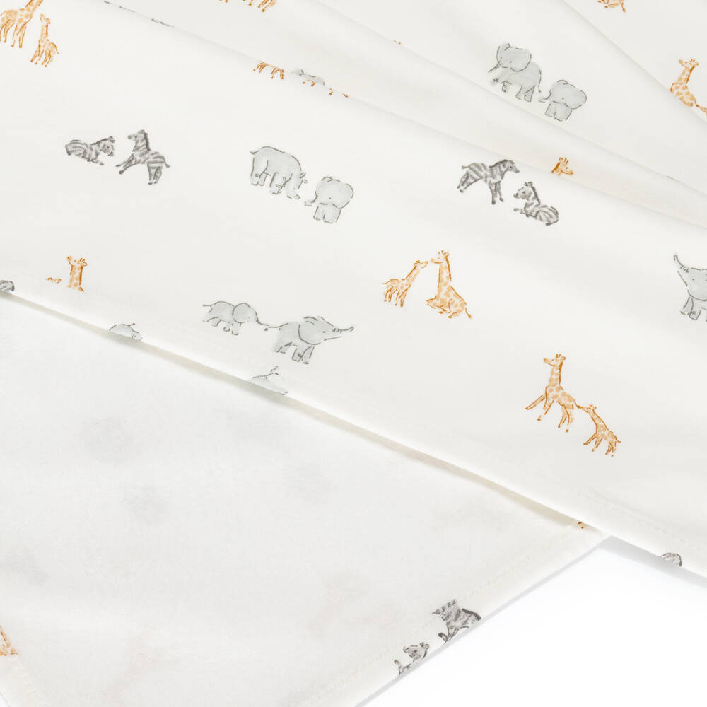 Mayoral Для новорожденных-Ivory Jersey Blanket with Grey Elephants (90cm) | Childrensalon