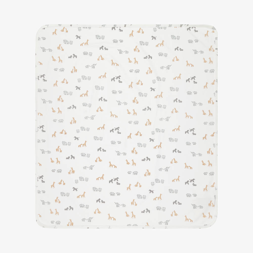 Mayoral Для новорожденных-Ivory Jersey Blanket with Grey Elephants (90cm) | Childrensalon