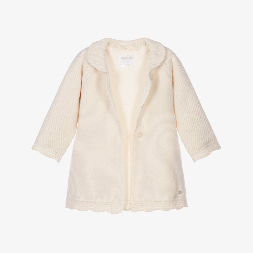 Mayoral- Ivory Knitted Baby Coat & Hat Set | Childrensalon