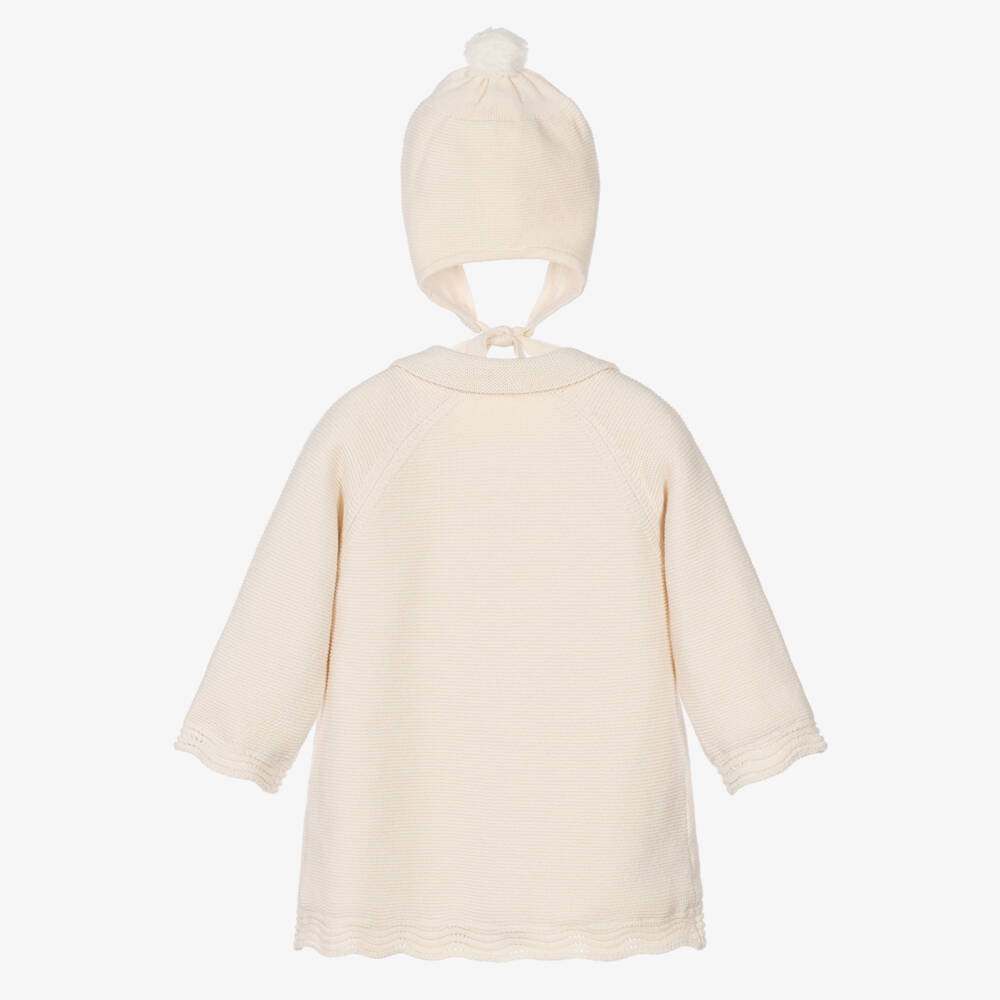 Mayoral- Ivory Knitted Baby Coat & Hat Set | Childrensalon