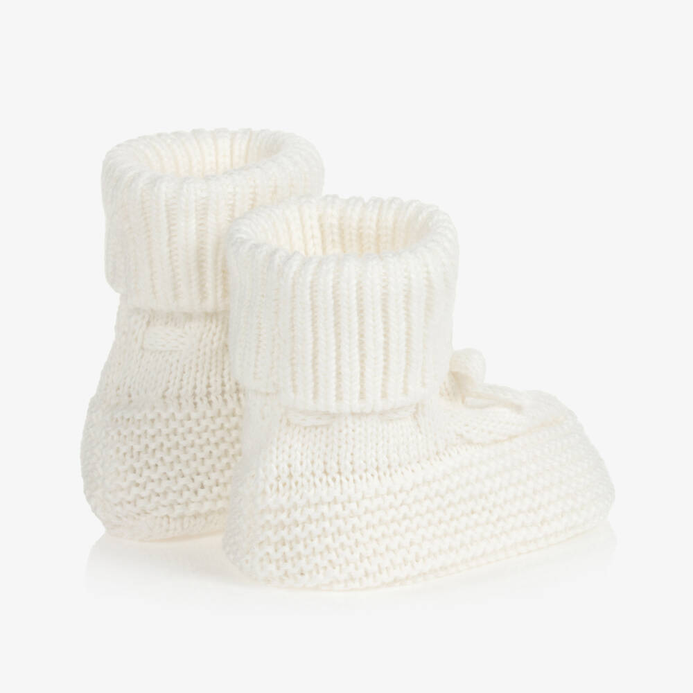 Mayoral-Ivory Knitted Booties | Childrensalon