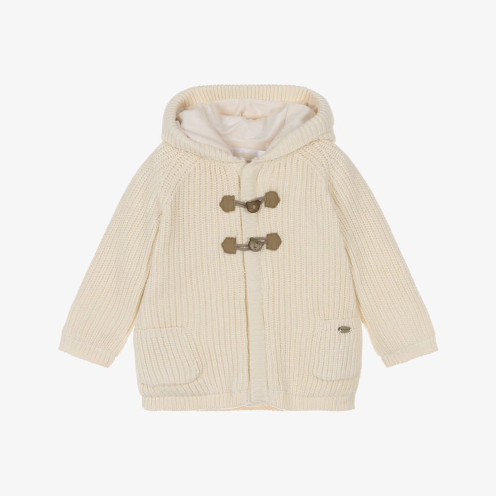 Mayoral Newborn-Ivory Knitted Pram Coat with Teddy Toggles | Childrensalon