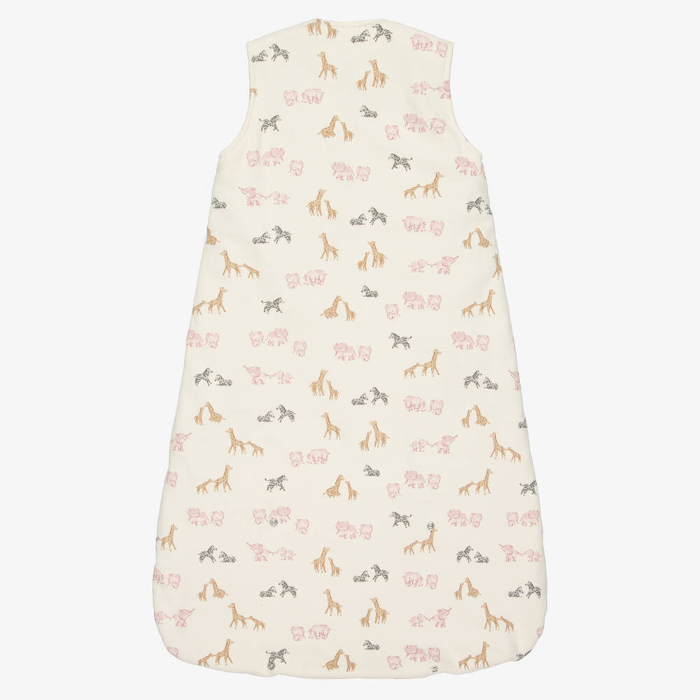 Mayoral Для новорожденных-Спальный мешок кремово-розовый из хлопкового трикотажа с животными сафари (75см) | Childrensalon