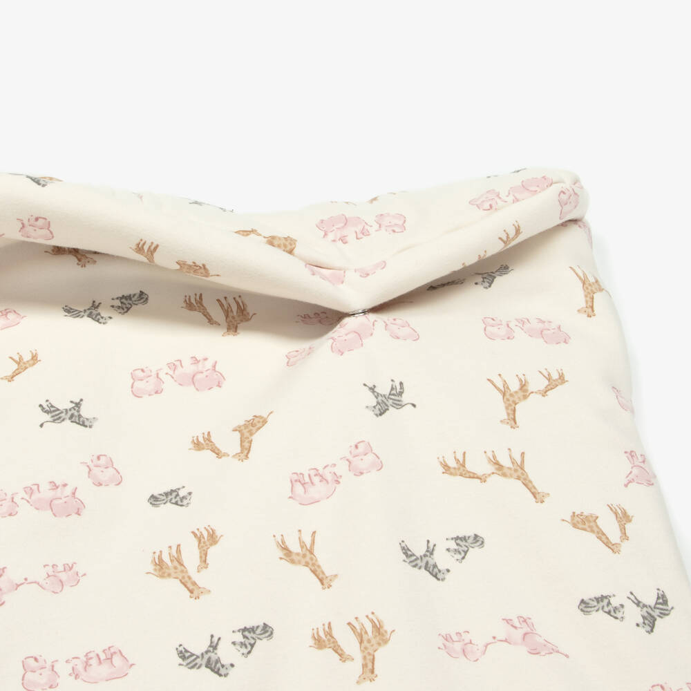 Mayoral Для новорожденных-Спальный мешок кремово-розовый из хлопкового трикотажа с животными сафари (75см) | Childrensalon