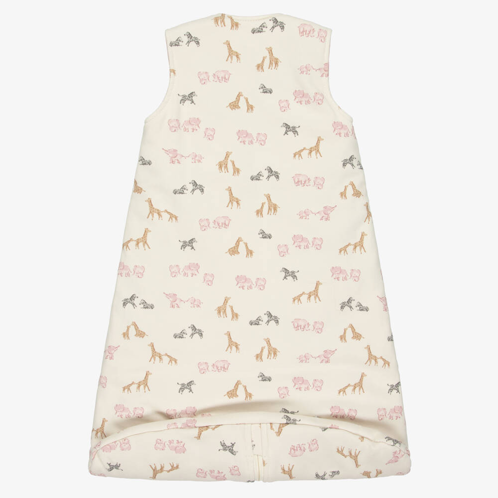 Mayoral Для новорожденных-Спальный мешок кремово-розовый из хлопкового трикотажа с животными сафари (75см) | Childrensalon