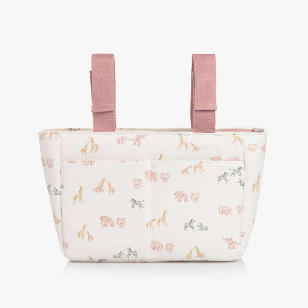 Mayoral Newborn-حقيبة تغيير الحفاضات جلد صناعي لون عاجي وزهري (36 سم) | Childrensalon