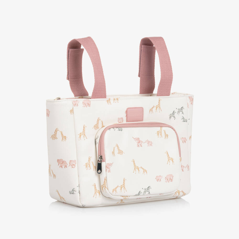 Mayoral Newborn-حقيبة تغيير الحفاضات جلد صناعي لون عاجي وزهري (36 سم) | Childrensalon