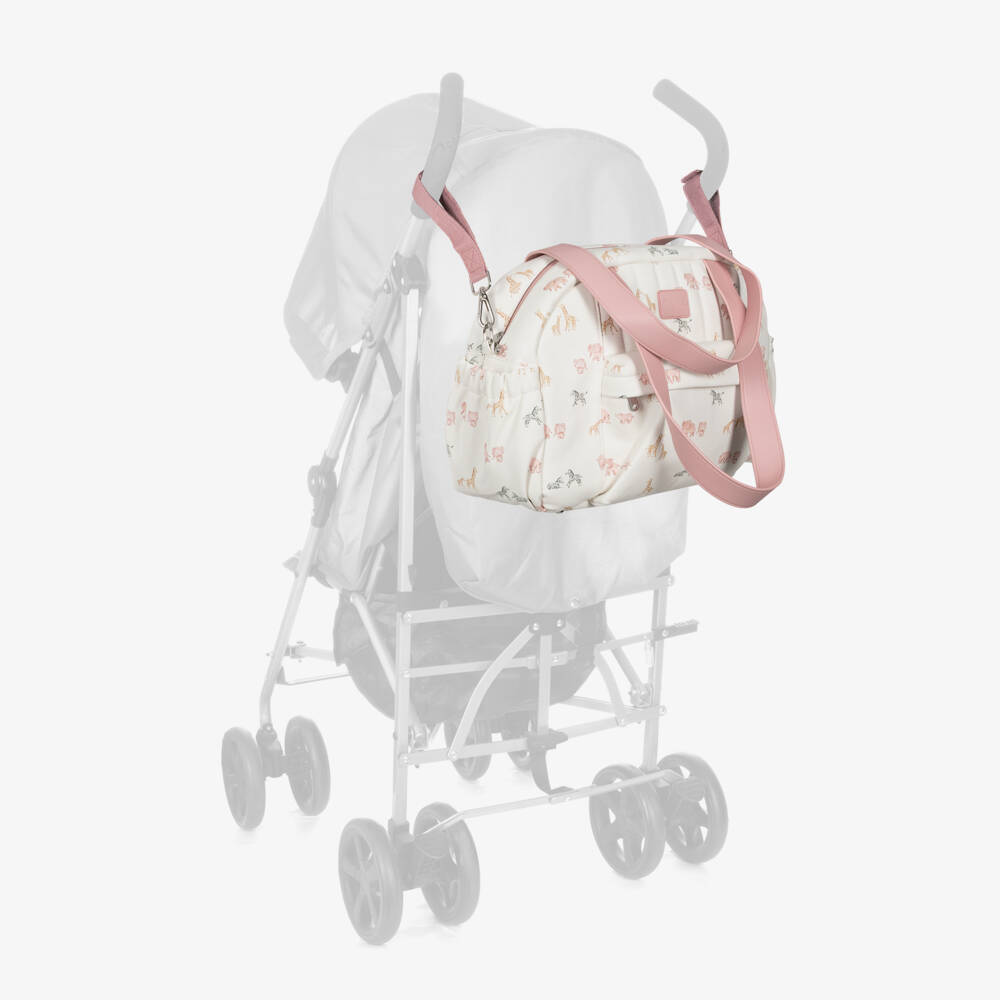 Mayoral Newborn-Ivory & Pink Safari Faux Leather Changing Bag (36cm) | Childrensalon