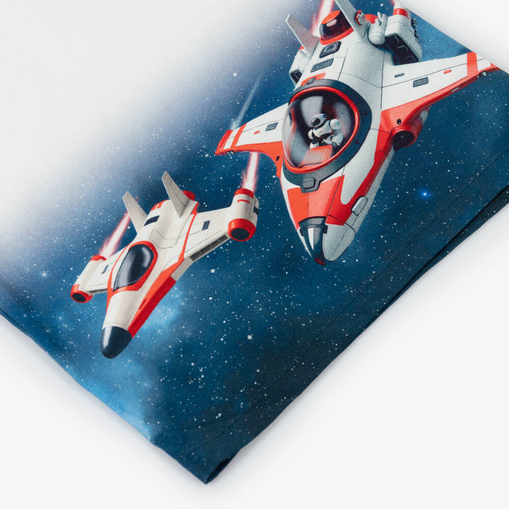 Mayoral-Boys White & Blue Space Rocket Print T-Shirt | Childrensalon
