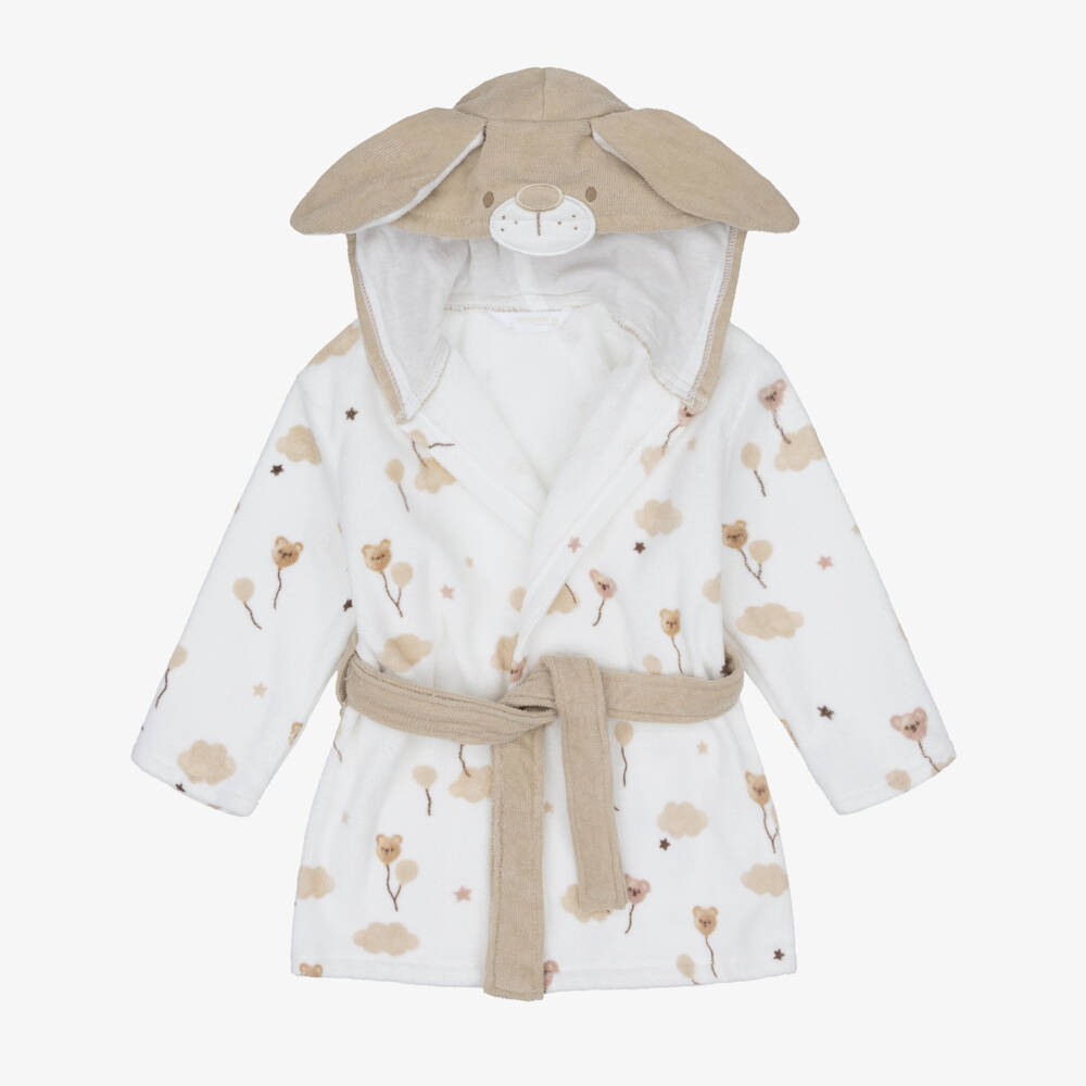 Mayoral Для новорожденных-Ivory Towelling Baby Bathrobe with Bunny Hood  | Childrensalon
