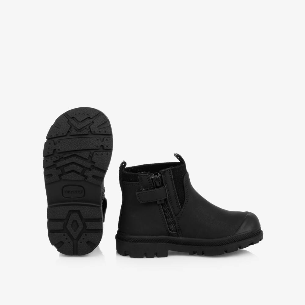 Mayoral-Little Boys Black Faux Leather Chelsea Boots | Childrensalon