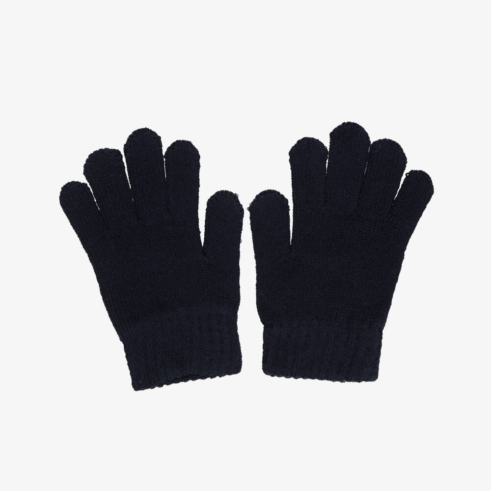 Mayoral-Navy Blue Cotton Knitted Gloves | Childrensalon