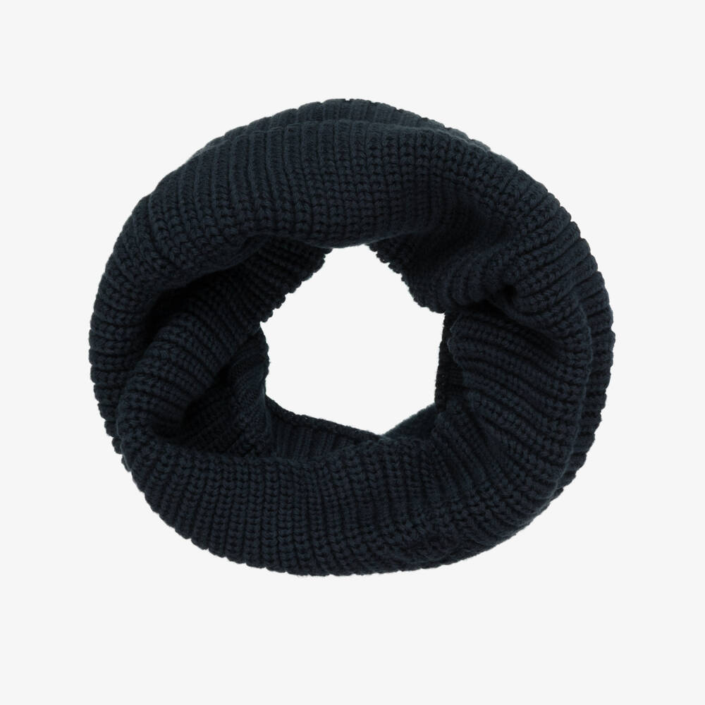 Mayoral-Navy Blue Cotton Ribbed Knit Snood | Childrensalon