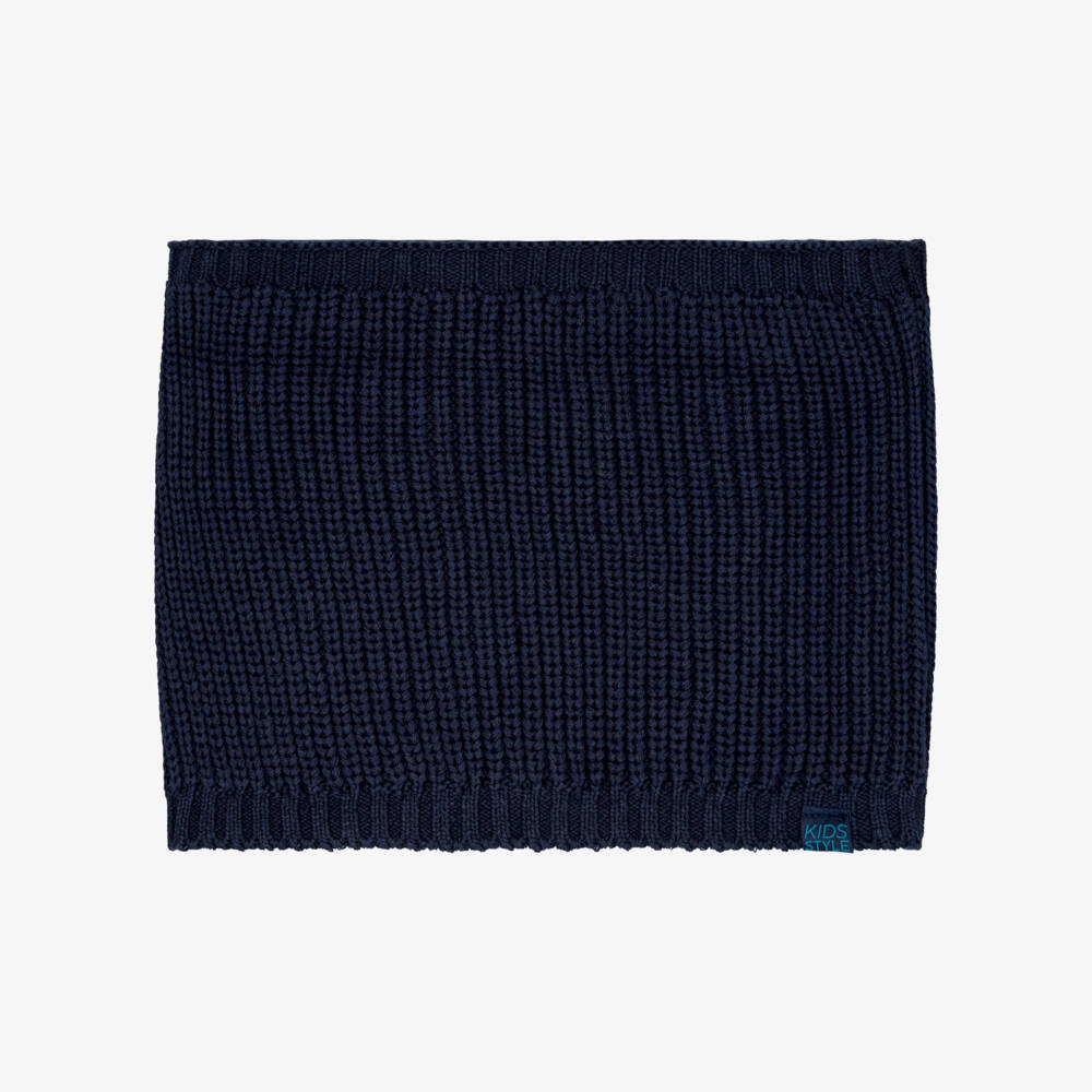 Mayoral-Navy Blue Ribbed Knit Snood with Fleece Lining | Childrensalon