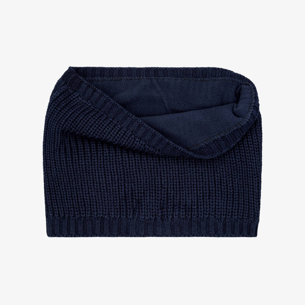 Mayoral-Navy Blue Ribbed Knit Snood with Fleece Lining | Childrensalon