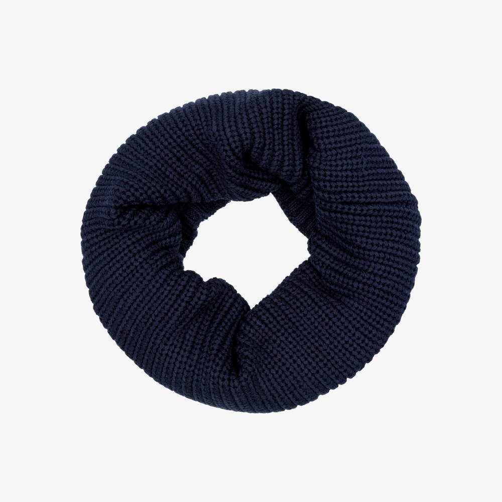 Mayoral-Navy Blue Ribbed Knit Snood with Fleece Lining | Childrensalon
