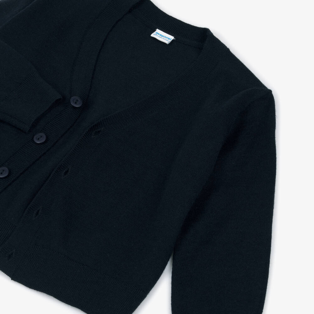 Mayoral-Navy Blue V Neck Knitted Cardigan | Childrensalon
