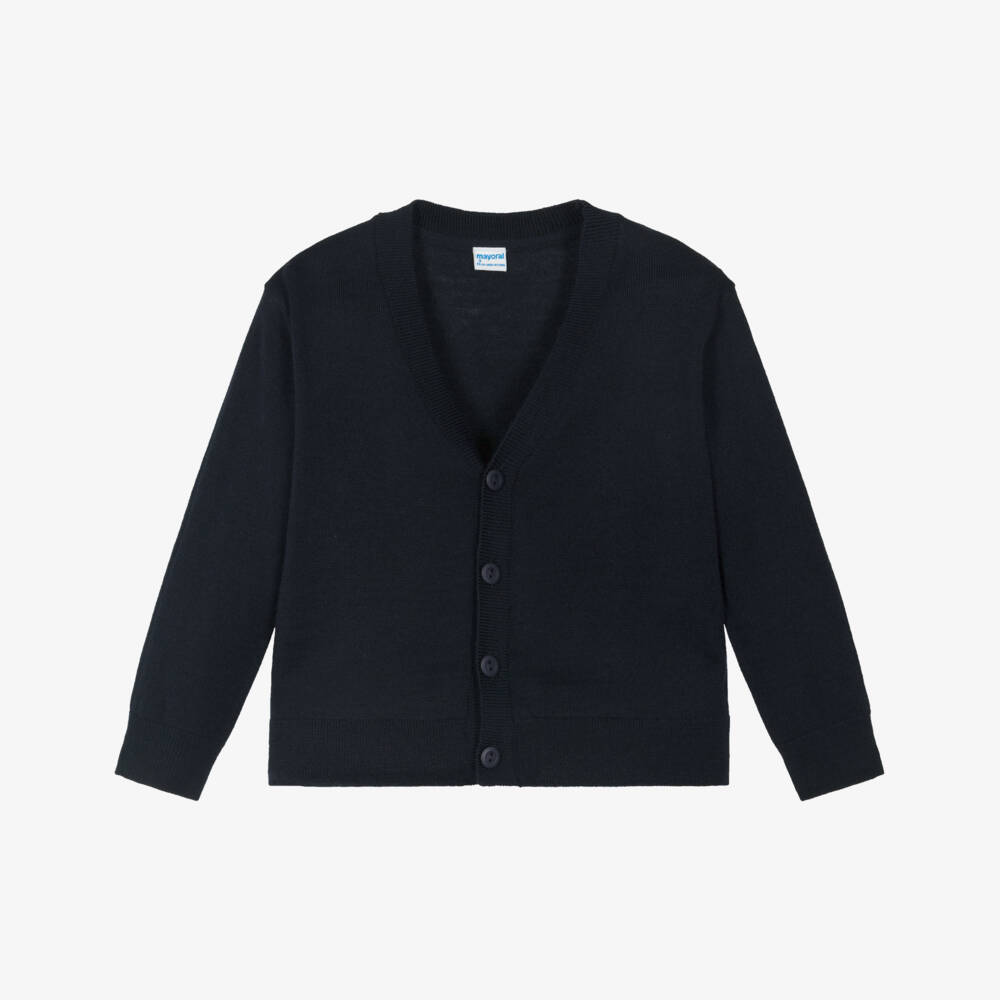 Mayoral-Navy Blue V Neck Knitted Cardigan | Childrensalon