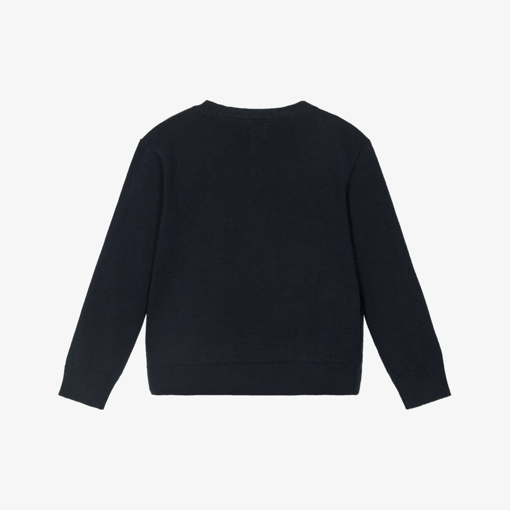Mayoral-Navy Blue V Neck Knitted Jumper | Childrensalon