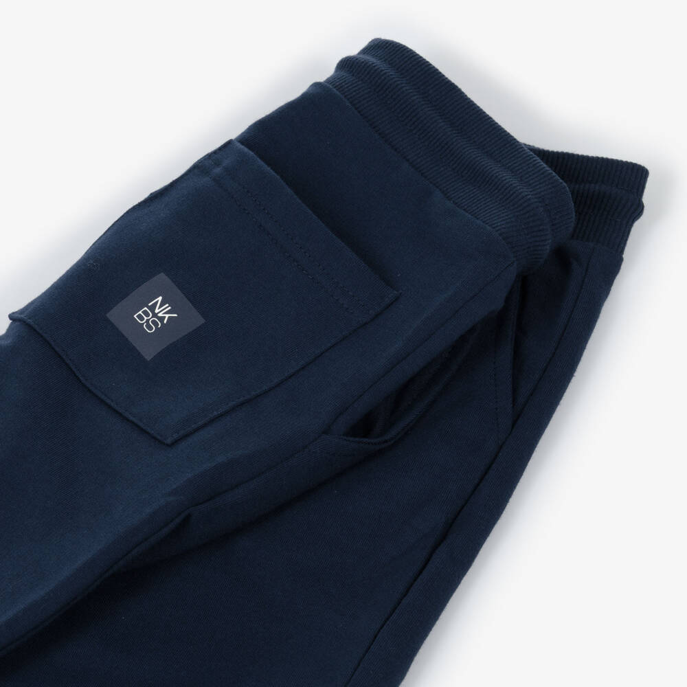 Mayoral Nukutavake-Boys Navy Blue Drawstring Jersey Joggers | Childrensalon