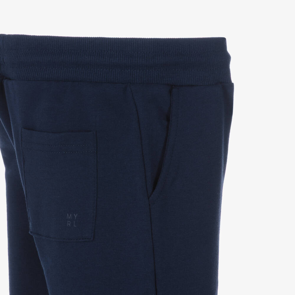 Mayoral-Boys Navy Blue Cuffed Jersey Joggers | Childrensalon