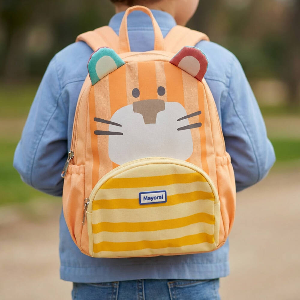 Mayoral Newborn-Orange Canvas Tiger Backpack (27cm) | Childrensalon