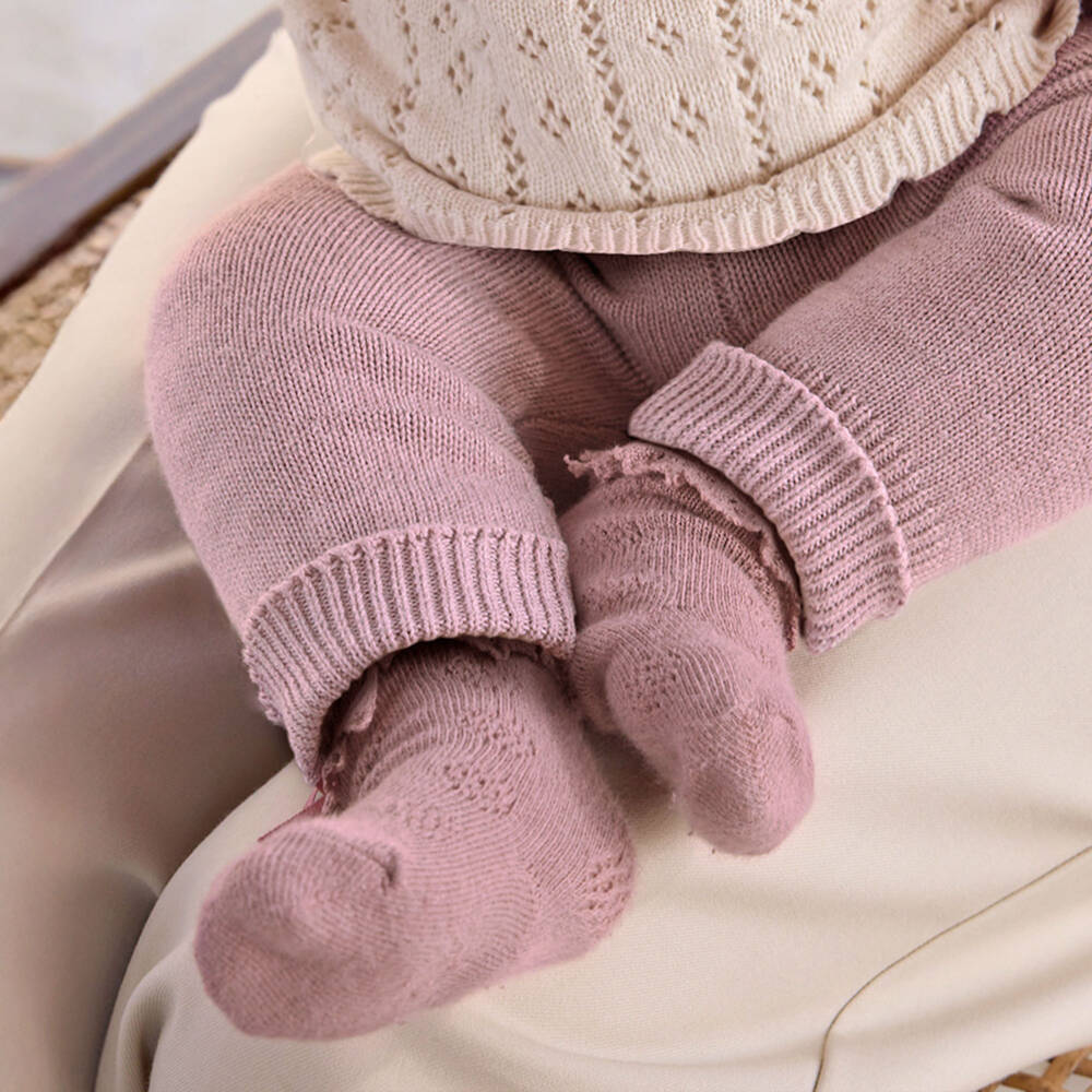 Mayoral Newborn-Pink & Beige Ankle Socks for Baby (6 Pack) | Childrensalon