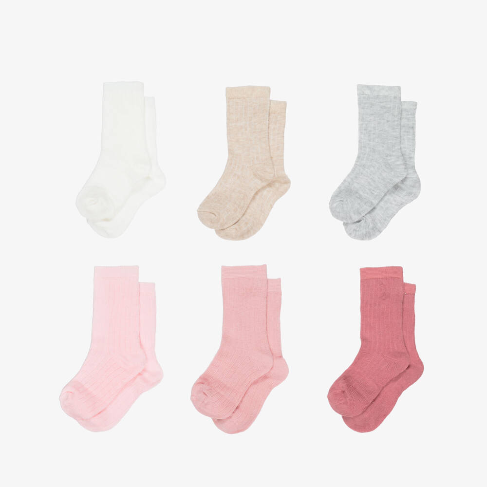 Mayoral Newborn-Pink Cotton Baby Socks (6 Pack) | Childrensalon