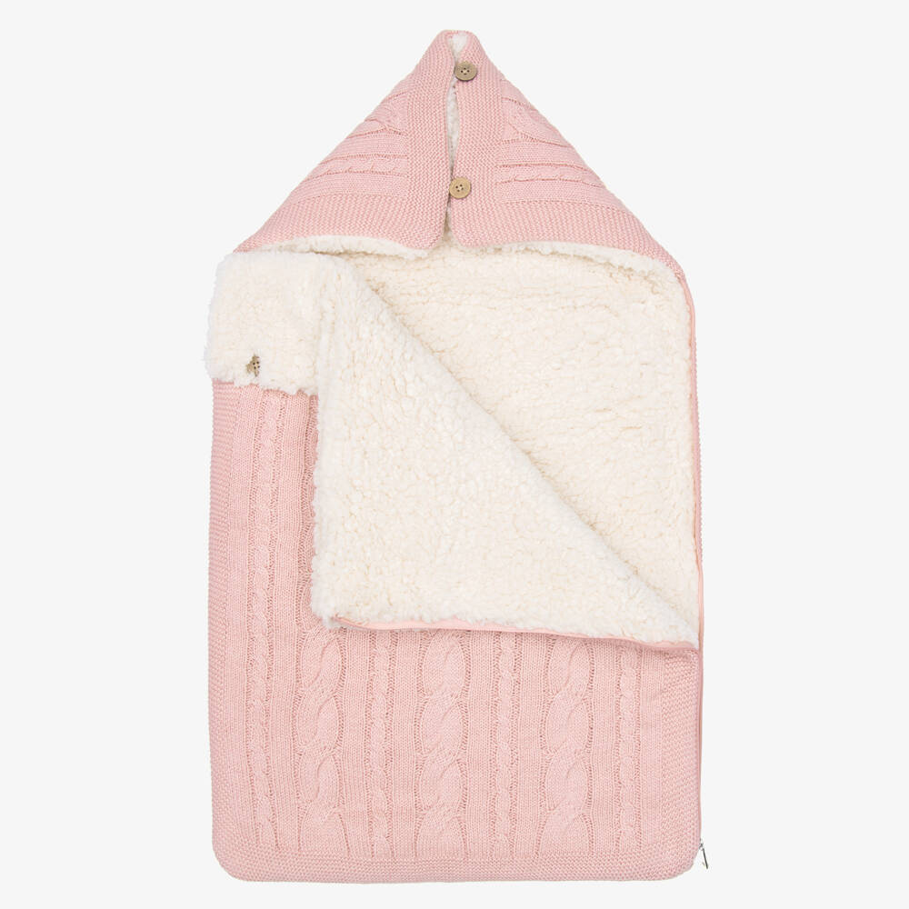 Mayoral Newborn-Pink Faux Fur Lined Knitted Nest | Childrensalon