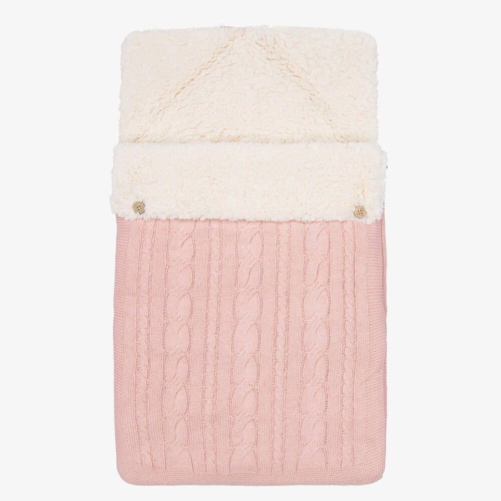 Mayoral Newborn-Pink Faux Fur Lined Knitted Nest | Childrensalon