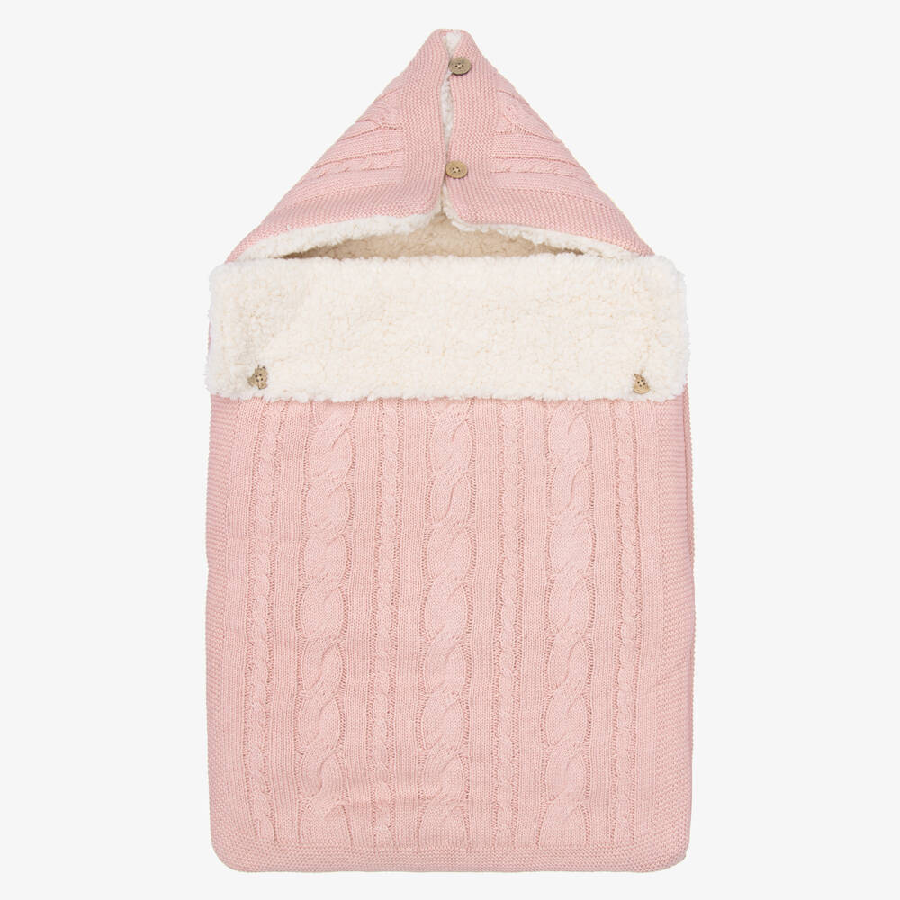 Mayoral Newborn-Pink Faux Fur Lined Knitted Nest | Childrensalon