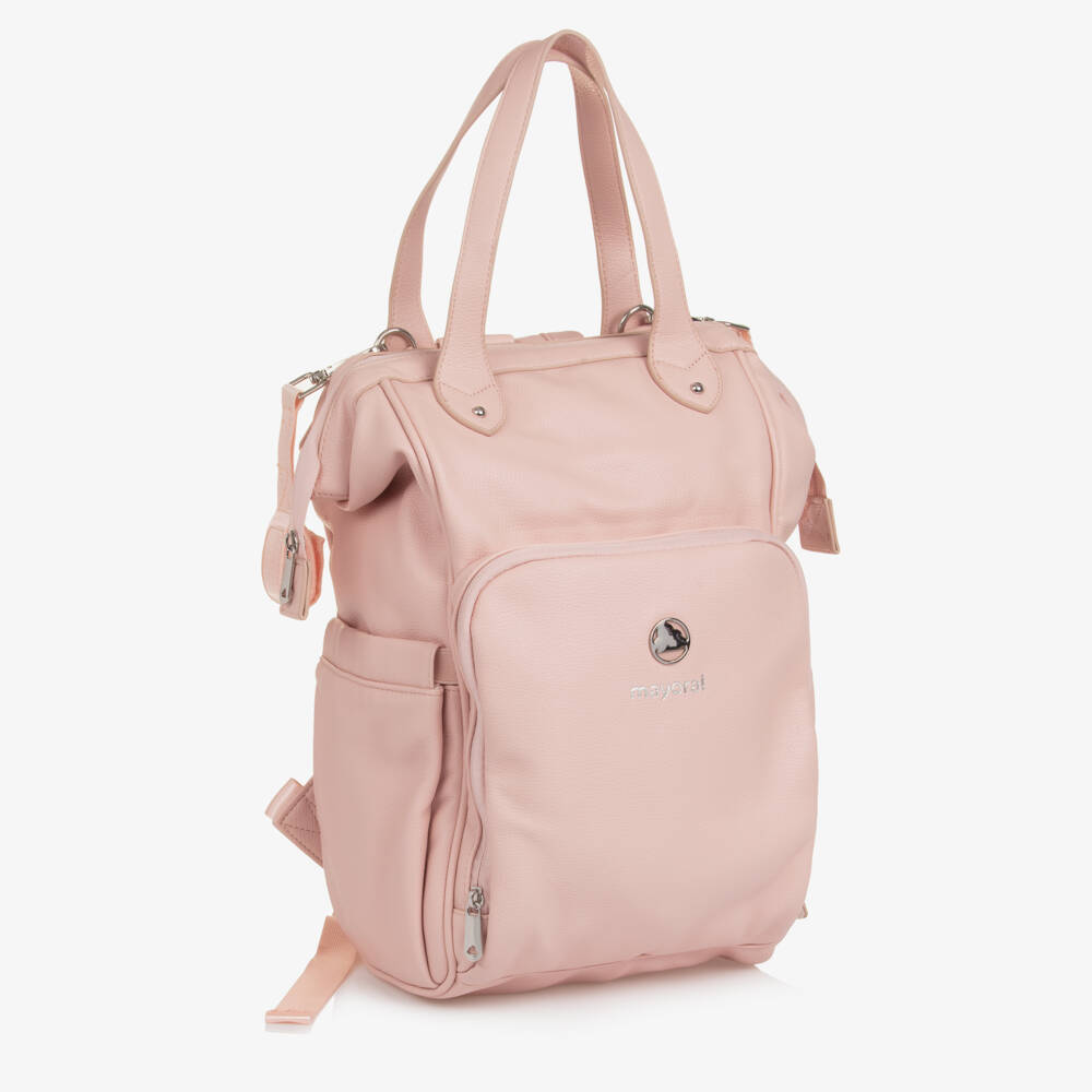 Mayoral-Pink Grained Faux Leather Changing Backpack (38cm) | Childrensalon