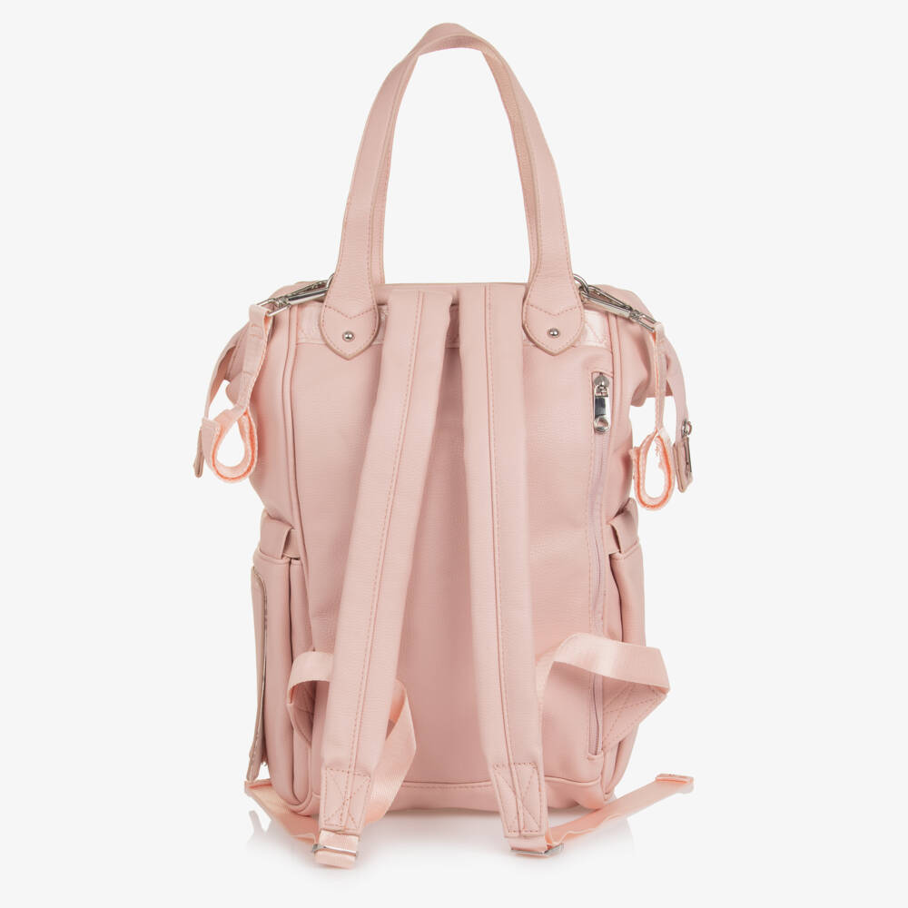 Mayoral-Pink Grained Faux Leather Changing Backpack (38cm) | Childrensalon