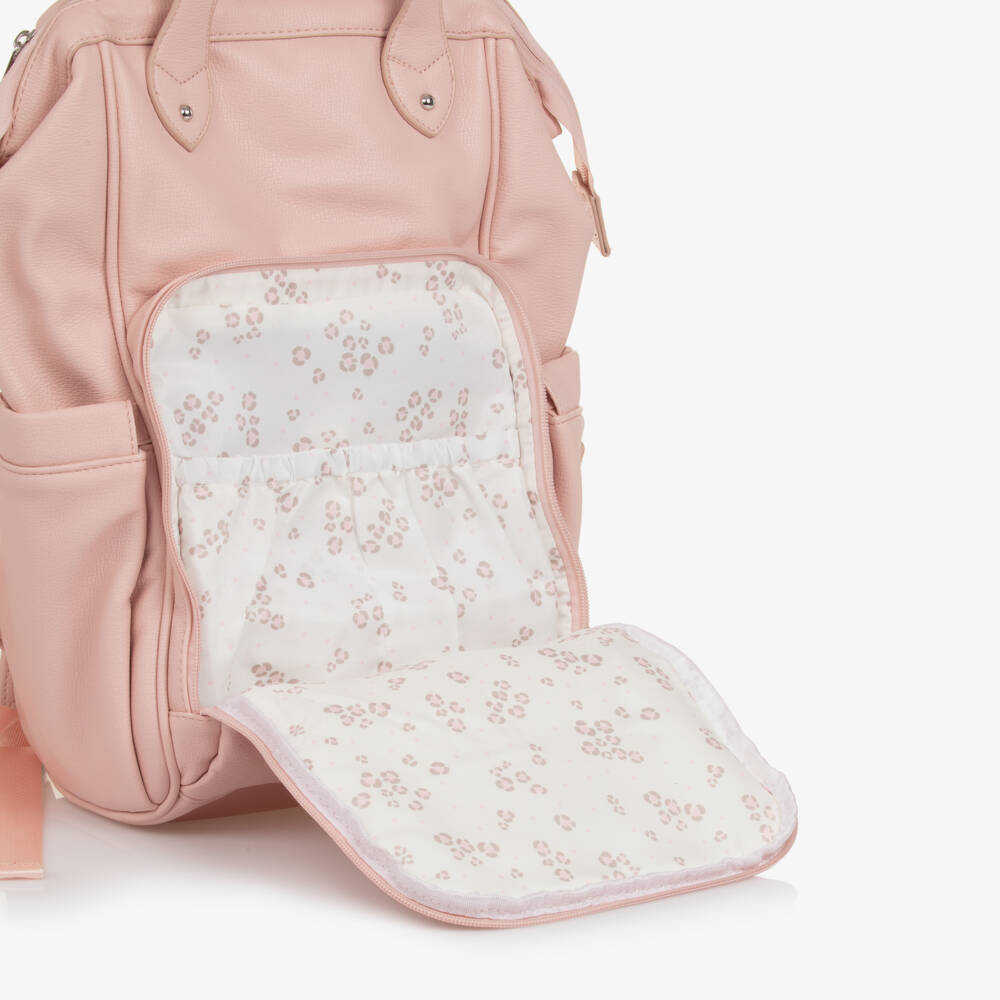 Mayoral-Pink Grained Faux Leather Changing Backpack (38cm) | Childrensalon
