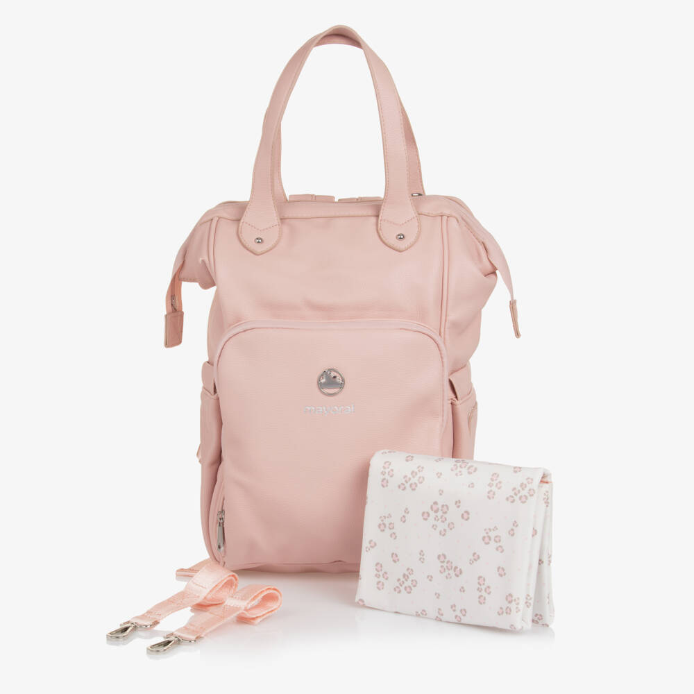 Mayoral-Pink Grained Faux Leather Changing Backpack (38cm) | Childrensalon
