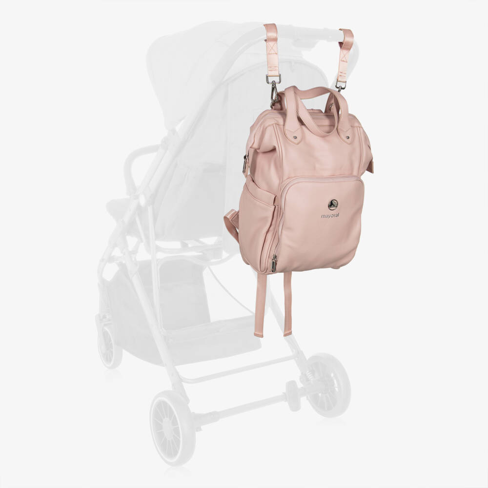Mayoral-Pink Grained Faux Leather Changing Backpack (38cm) | Childrensalon